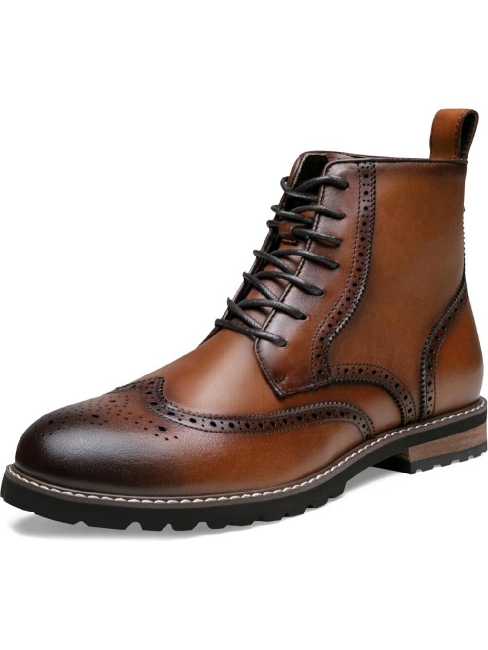 Men's Brown Boots Premium Leather Cap Toe Casual Boots Chukka Dress Boots